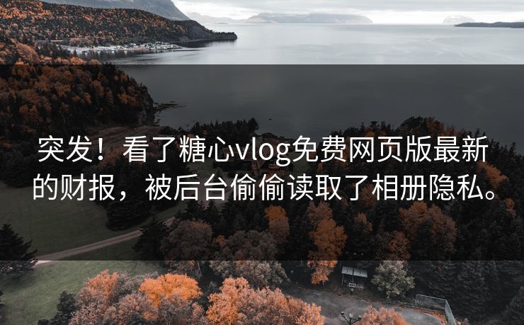 突发！看了糖心vlog免费网页版最新的财报，被后台偷偷读取了相册隐私。