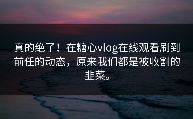 真的绝了！在糖心vlog在线观看刷到前任的动态，原来我们都是被收割的韭菜。
