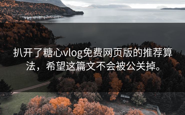 扒开了糖心vlog免费网页版的推荐算法，希望这篇文不会被公关掉。