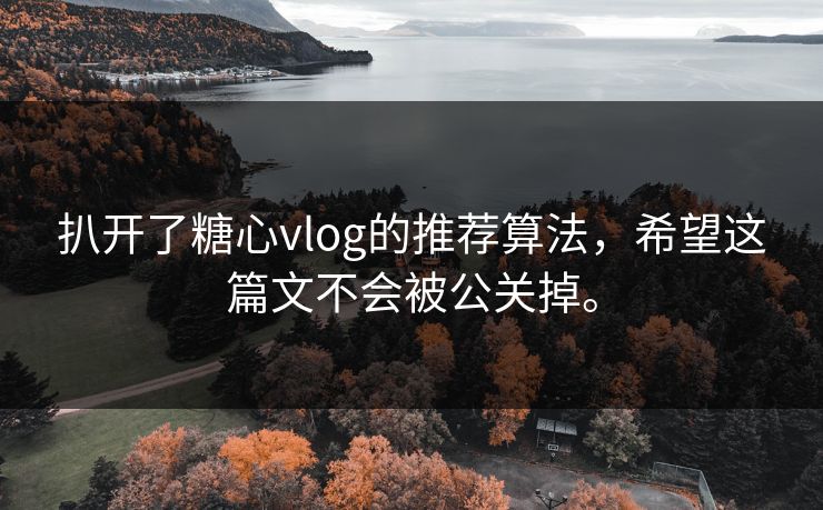 扒开了糖心vlog的推荐算法，希望这篇文不会被公关掉。